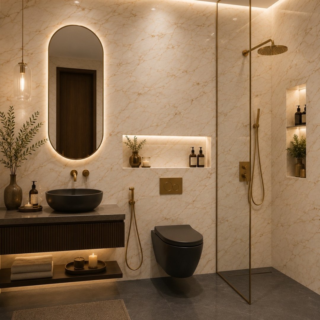 AL EN Turky Beige Marble Bathroom Tiles - My Home Studio